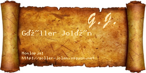 Göller Jolán névjegykártya